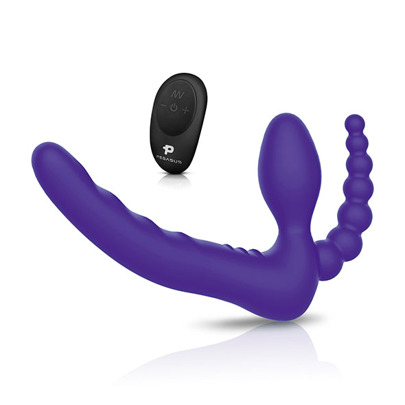 Image of Pegasus Straploze Voorbind Dildo Met afstandsbediening Paars 18 Cm