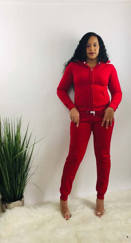 Let's Get Comfy | Two piece track suit (red)