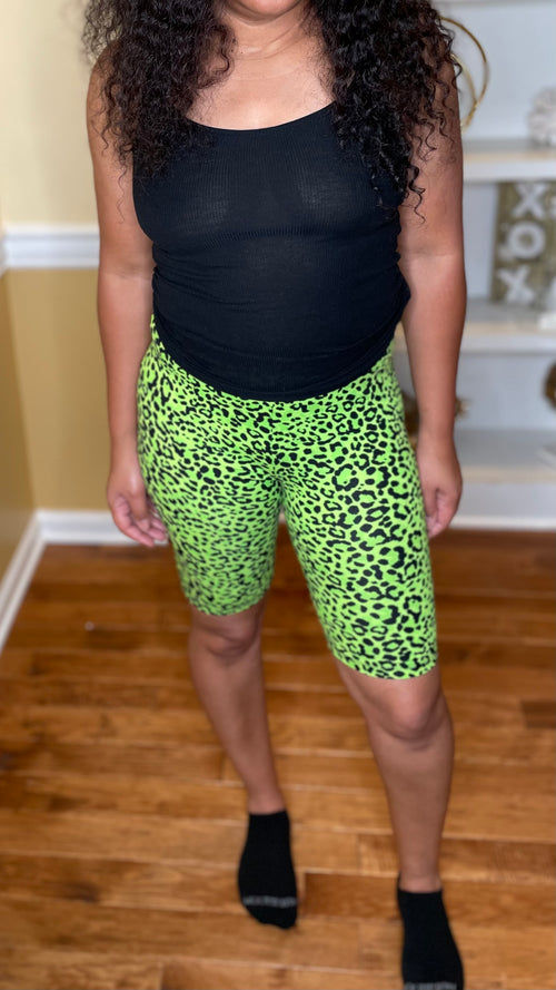 Got it | leopard biker shorts (neon green/black)