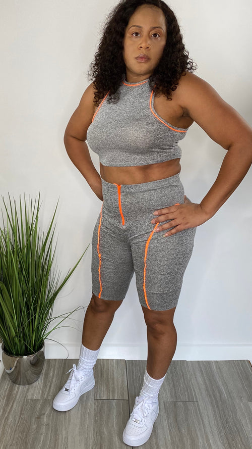 Hot Topics | two piece biker short set (grey)