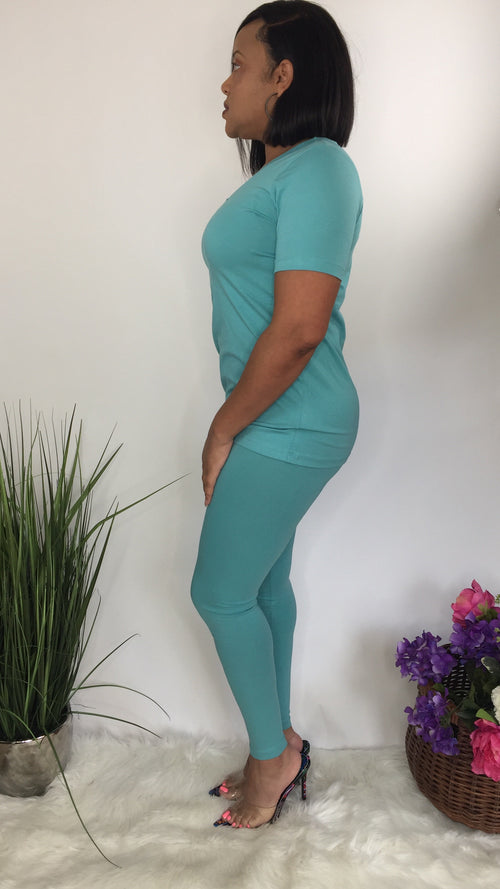 Sweet and Simple | two piece legging set (ash mint)
