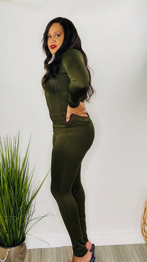 Sporty Babe - 2 piece track set (Olive)