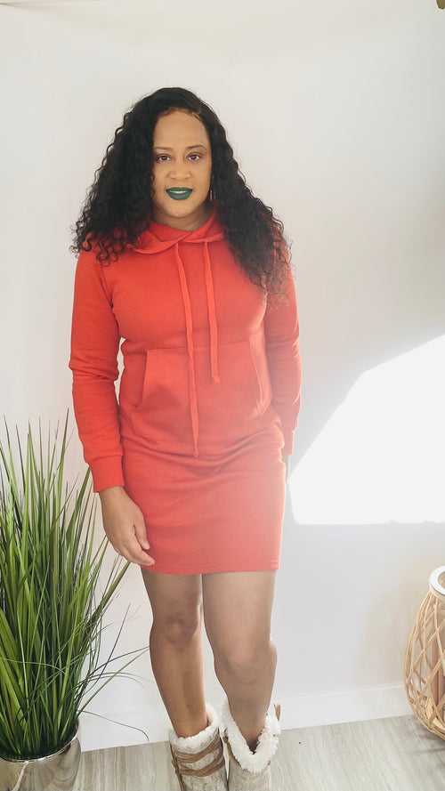 She Fly - rust hoodie pullover dress