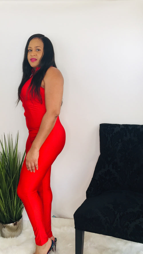 Fearless - red bodycon jumpsuit