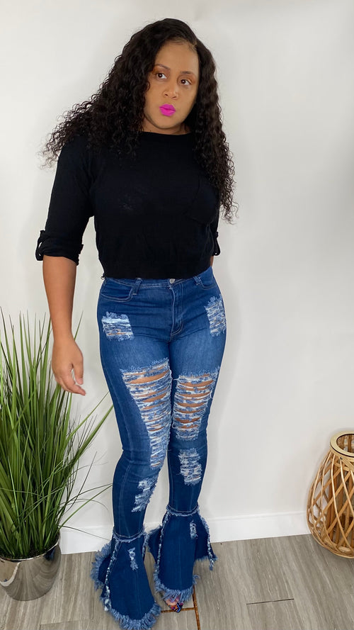 Girl Bye | distressed flare jeans