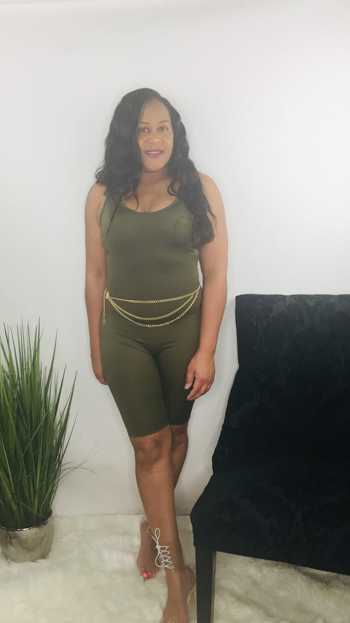 Call you later - olive green romper
