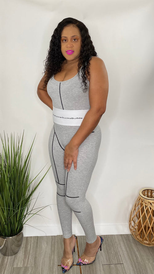 Unstoppable - Banded Jumpsuit (Heather Grey)