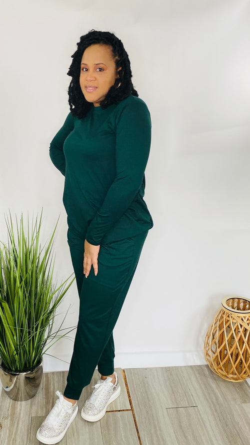 Casual Slay - hunter green jogger set