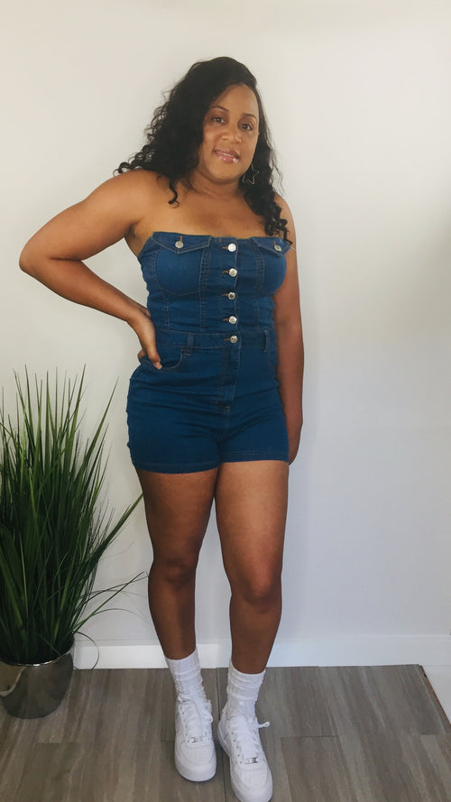 Denim Dreams | Strapless Denim Romper