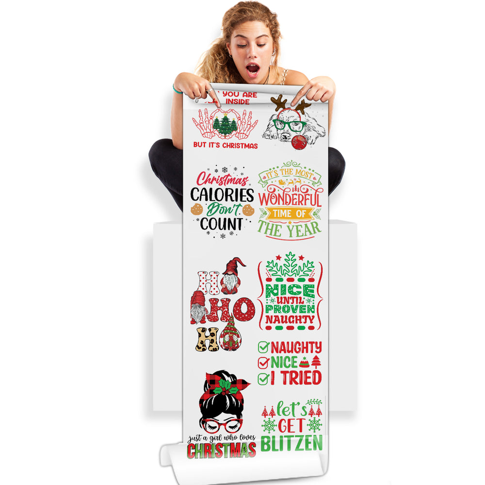 Merry and Bright Christmas Prints DTF (Direct-to-Film) Gang Sheets - 22x60 dtf  transfers, ready to press, direct to film, dtf transfers, dtf prints,  custom heat transfers, Heat Transfers Sheets, digital prints, Bulk
