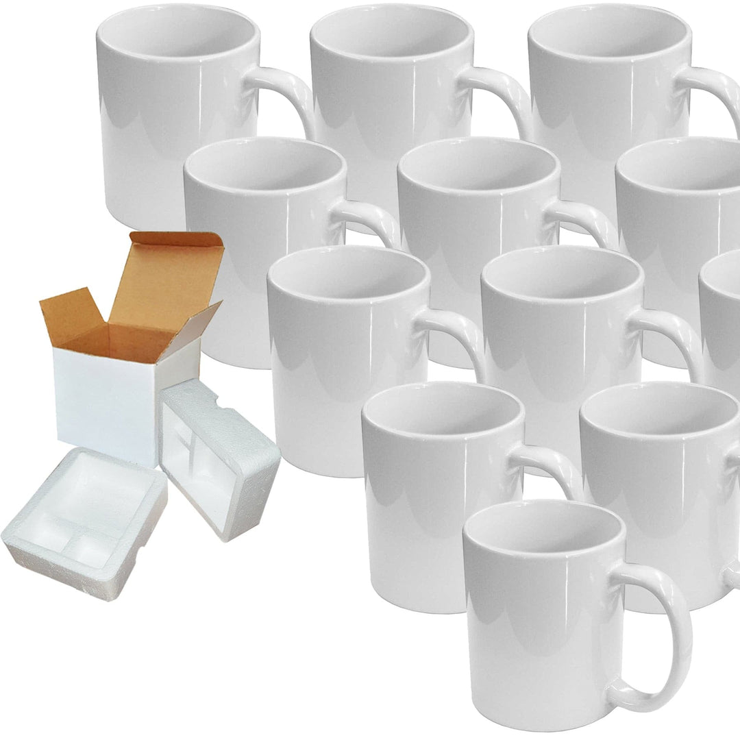 HomeVss 11oz White Ceramic Sublimation Coffee Mug Blank White, Case of 36