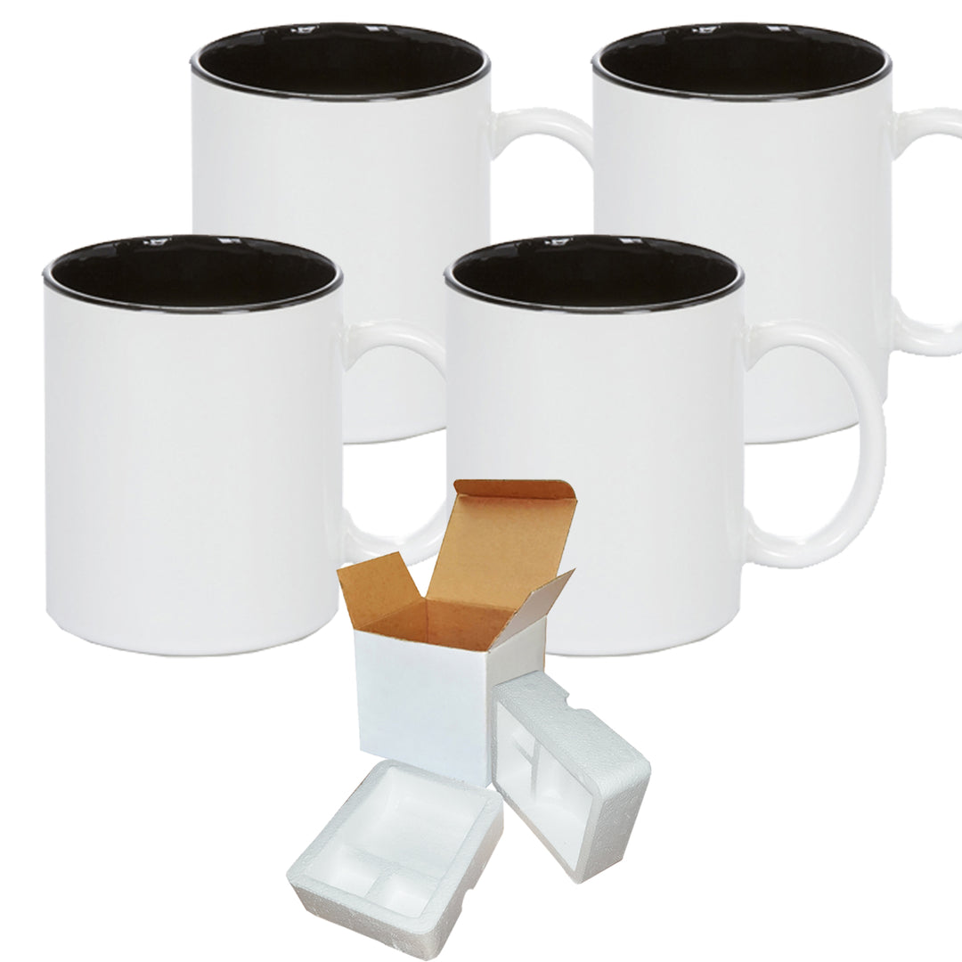 4-Pack of 11oz Sublimation Mugs with Hunter Green Inner And