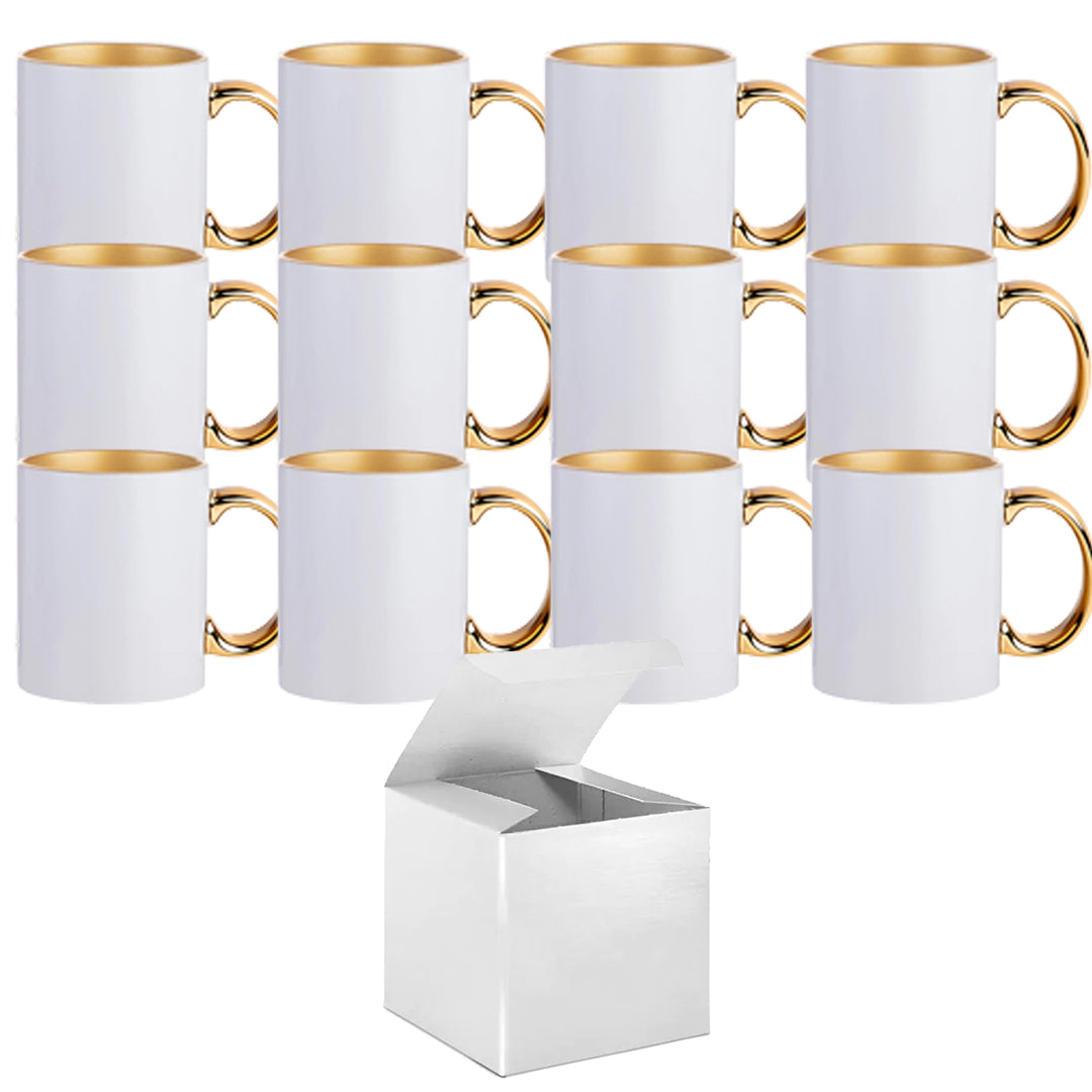 12 PACK 11 oz White Professional Grade Sublimation Mug- Sublimation Series  - With Individual BLACK Gift Box