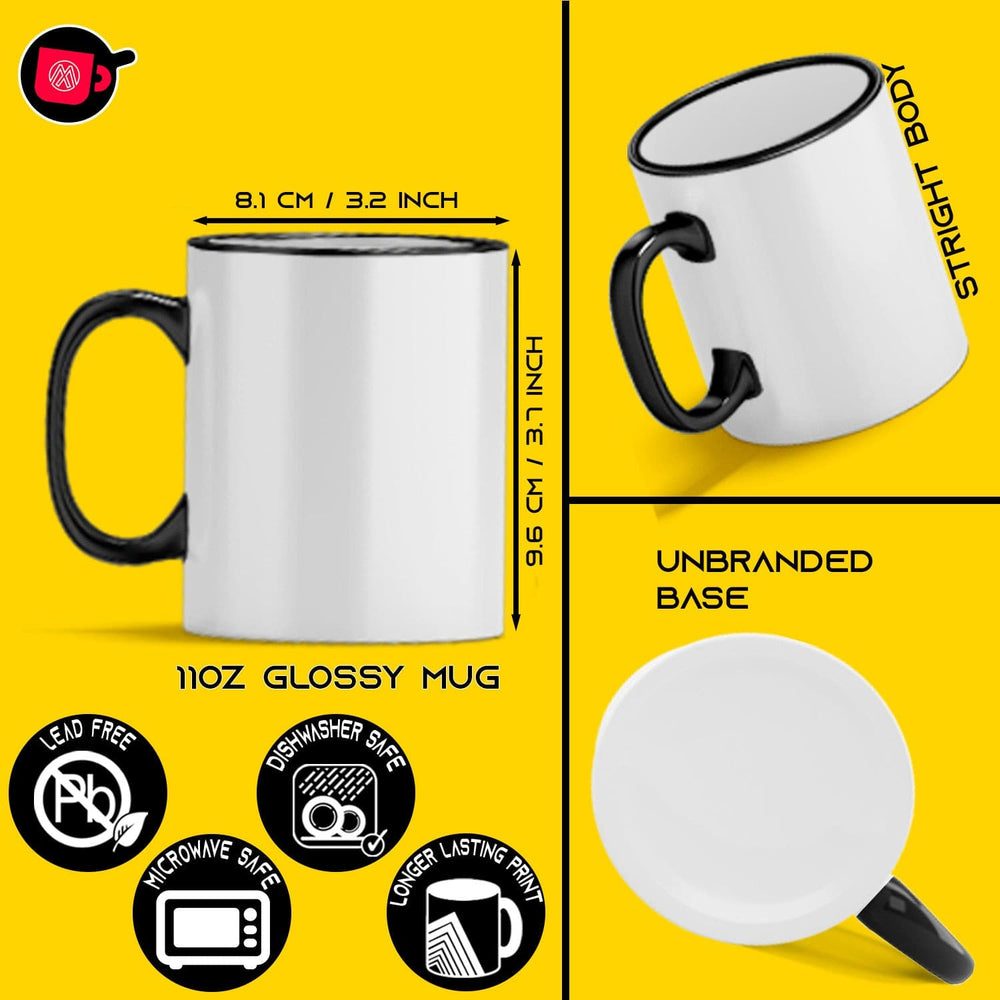 8 PCS 11oz BLACK Rim Handle Blank Sublimation Coffee Mugs + Foam Support  Box