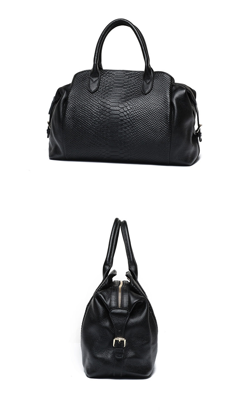 black serpentine boston satchel