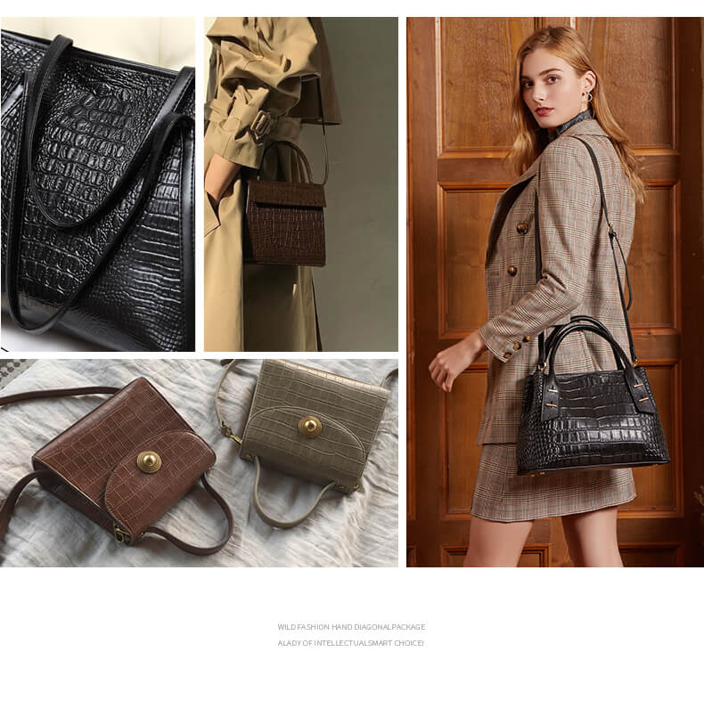 croco leather satchel