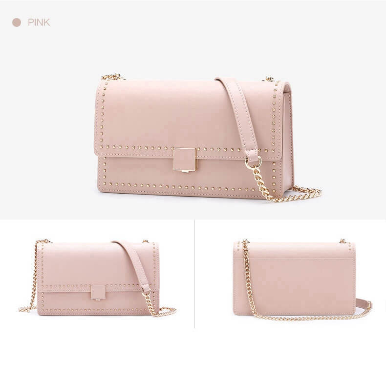 mini pink rivets crossbody bag