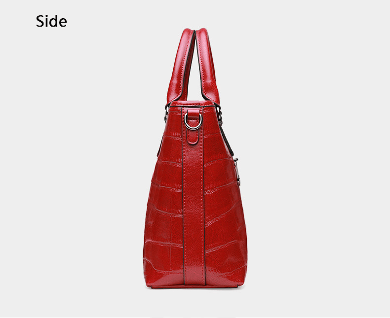 croco leather satchel-red