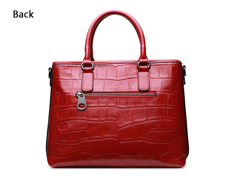 croco leather satchel-red