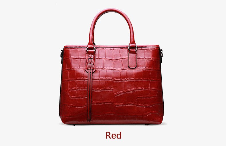 croco leather satchel-red