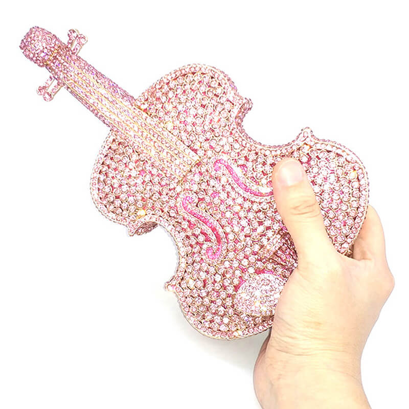 pink crystal violin purse