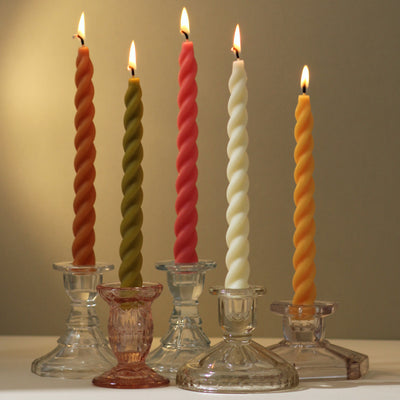 Soft Pastel Handmade Beeswax & Soy Blend Spiral Twist Candles / Dinner  Candles / Taper Candles / Modern Candles / Pillar Candles 