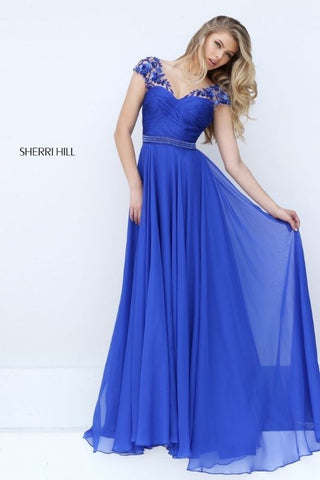 blue cap sleeve dress for prom