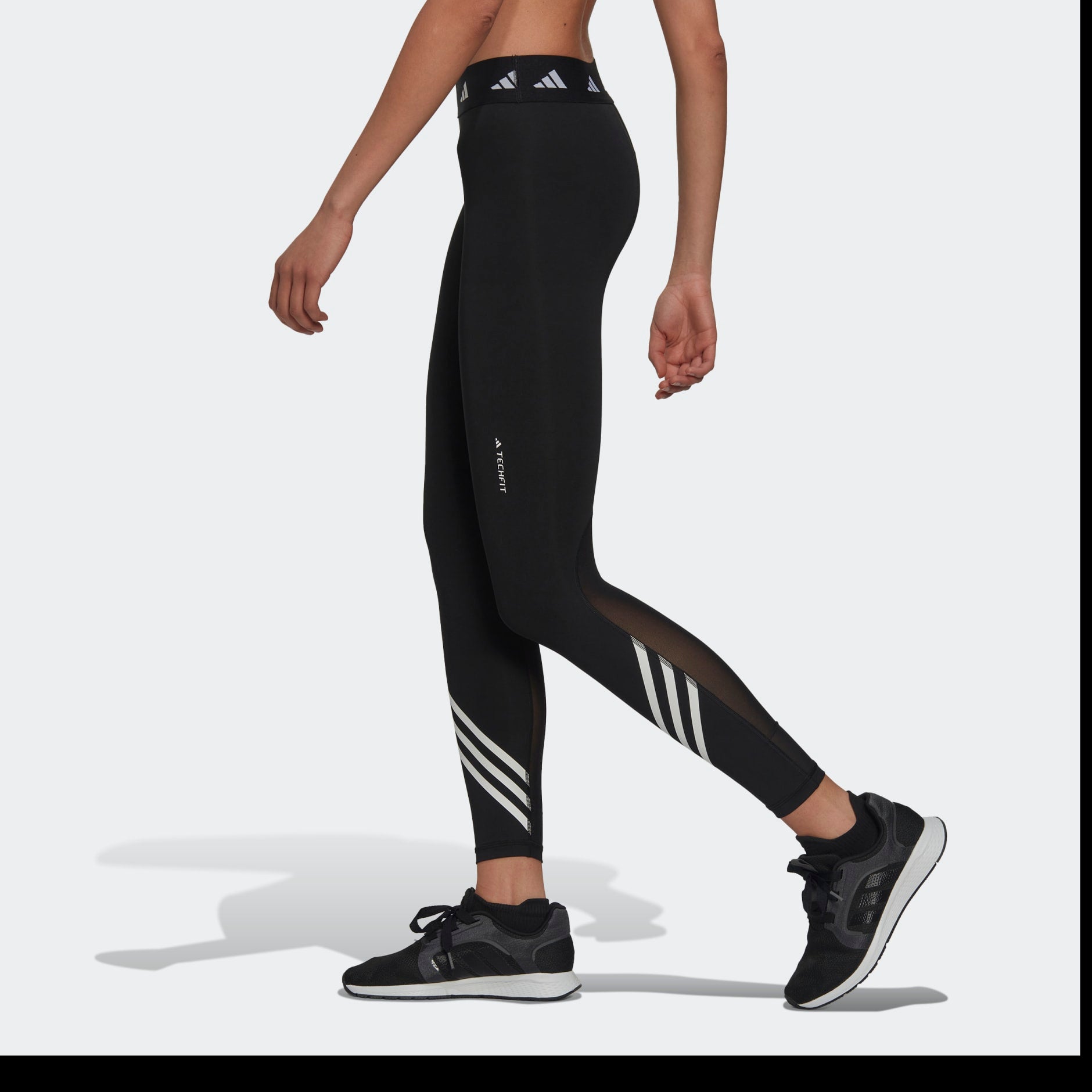 NWT ADIDAS TECHFIT AdiLife High Rise Long Tight-mesh panels-side