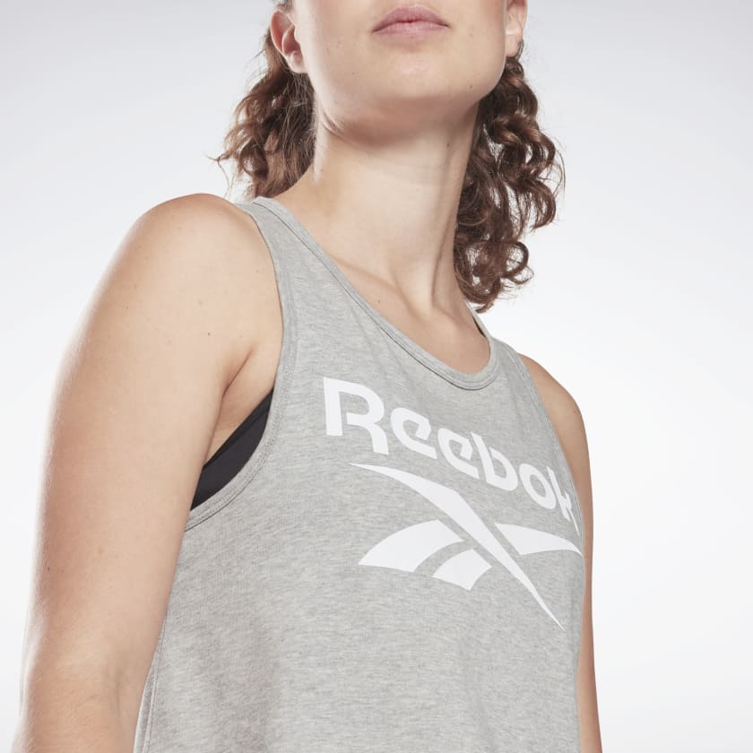 Reebok Womens Space Dye Print Racerback Tank Top, Grey, Large 