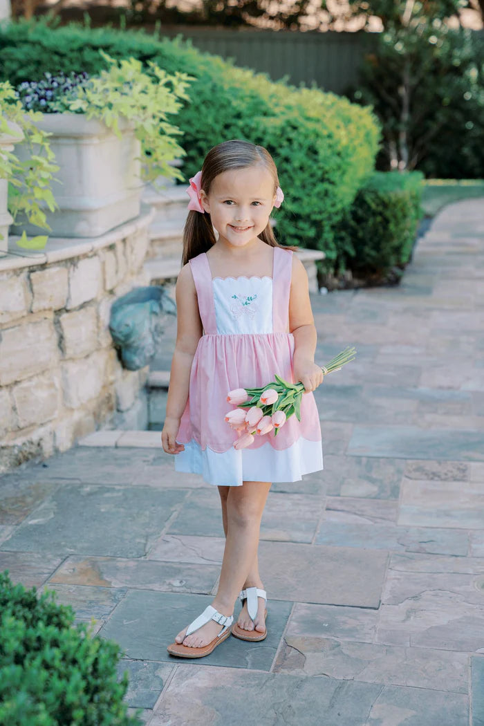 Paulette Pink Bow Pinafore