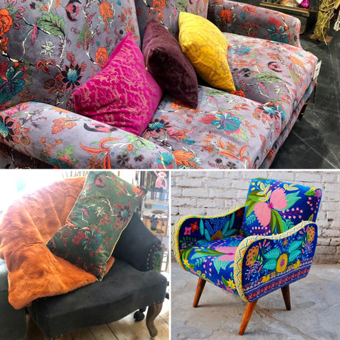 chairs, sofa, floral, velvet, home furniture, living room