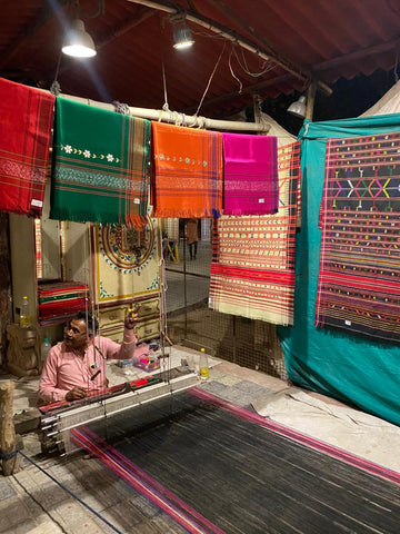 The fabrics used in upholstery are often hand woven using cotton, jute and kilim