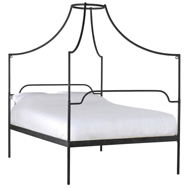 Italianate Campaign King Size Black Metal Canopy Bed Scape Interiors