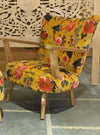 William Morris Inspired Velvet Armchair in Ochre