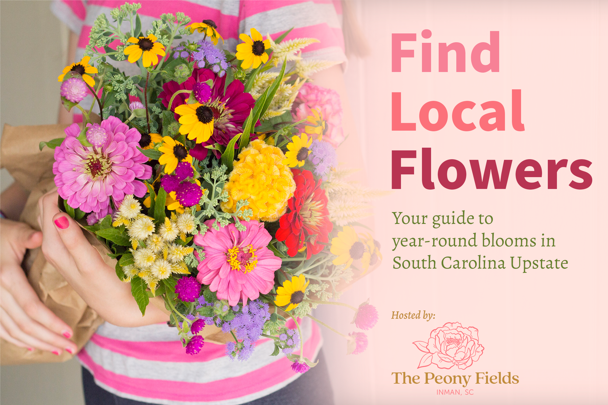 Find Local Flowers Throughout the Year in the South Carolina Upstate. A child holds a bouquet of flowers.