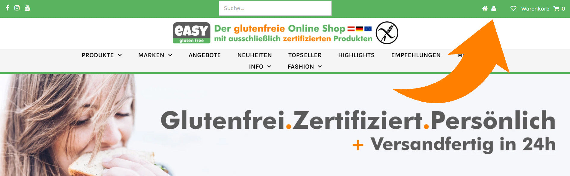 easy gluten free Bestellinformation glutenfrei einkaufen