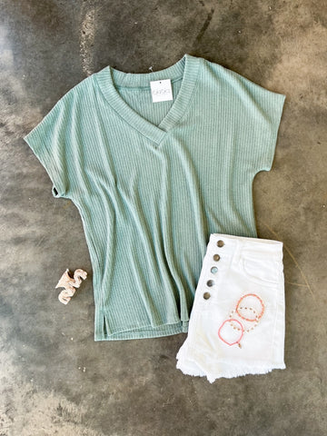 sage short sleeve oversized top