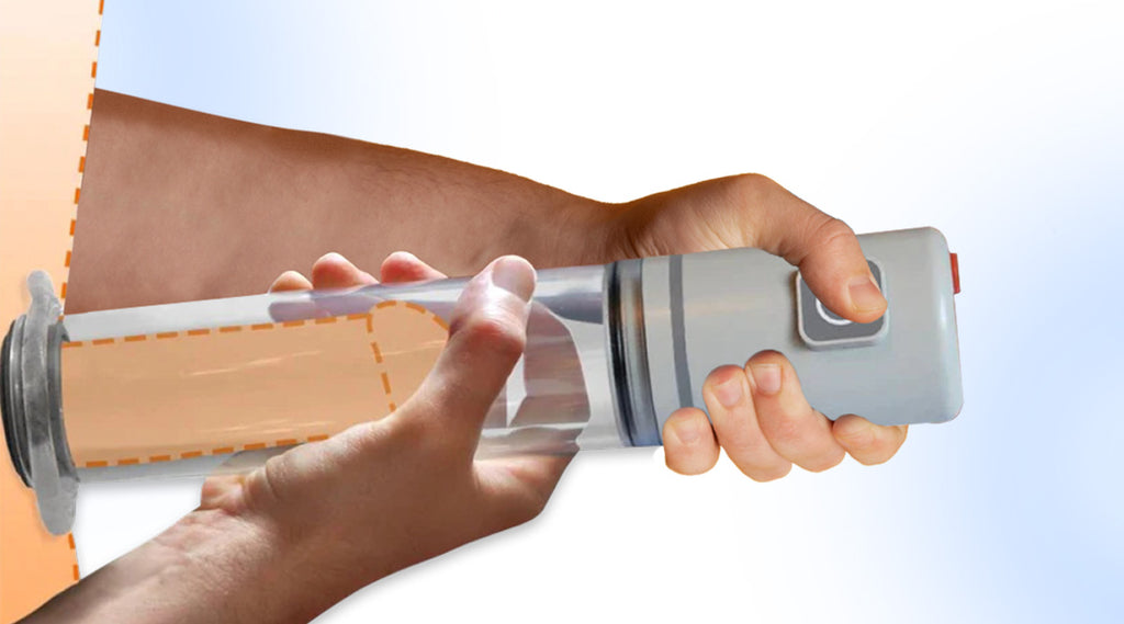 Step 5: Set the pump on the base of your penis and begin pumping slowly