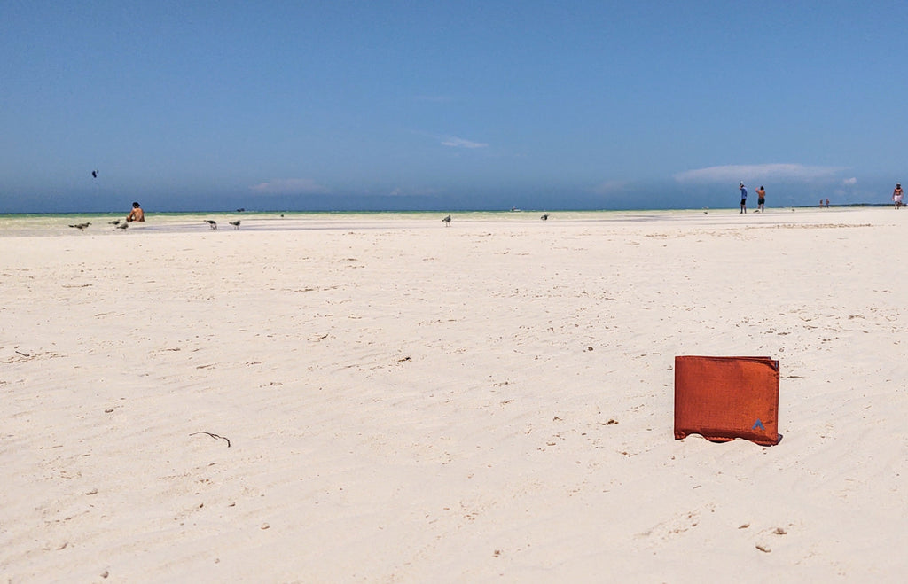 Allett-Geldbörse am Strand