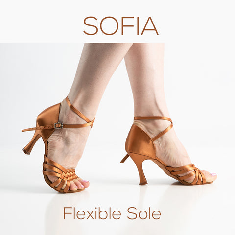 bronze dance heel with flexible suede sole