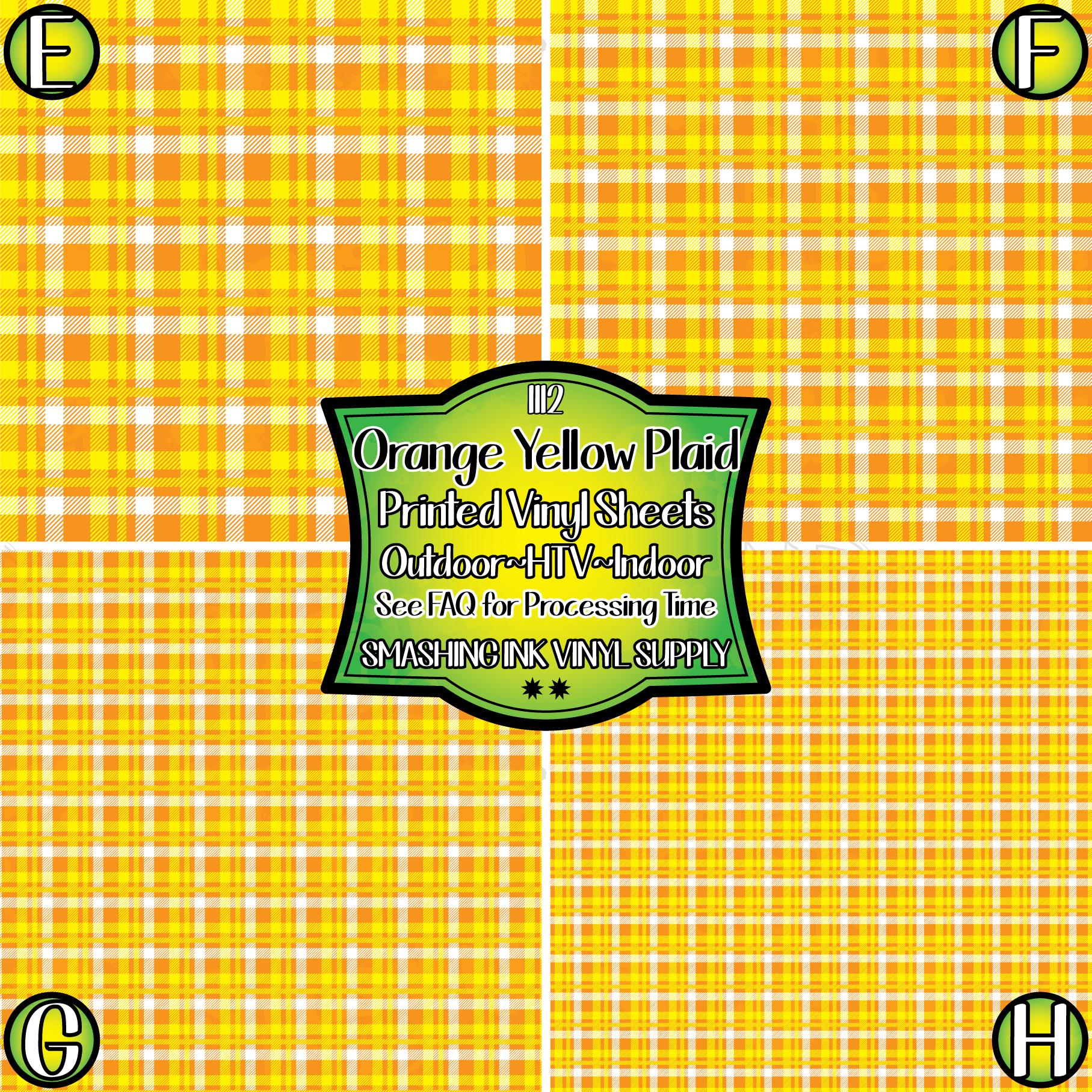 Orange Yellow Plaid - Pattern Vinyl | Faux Leather | Sublimation (TAT 3 BUS DAYS)