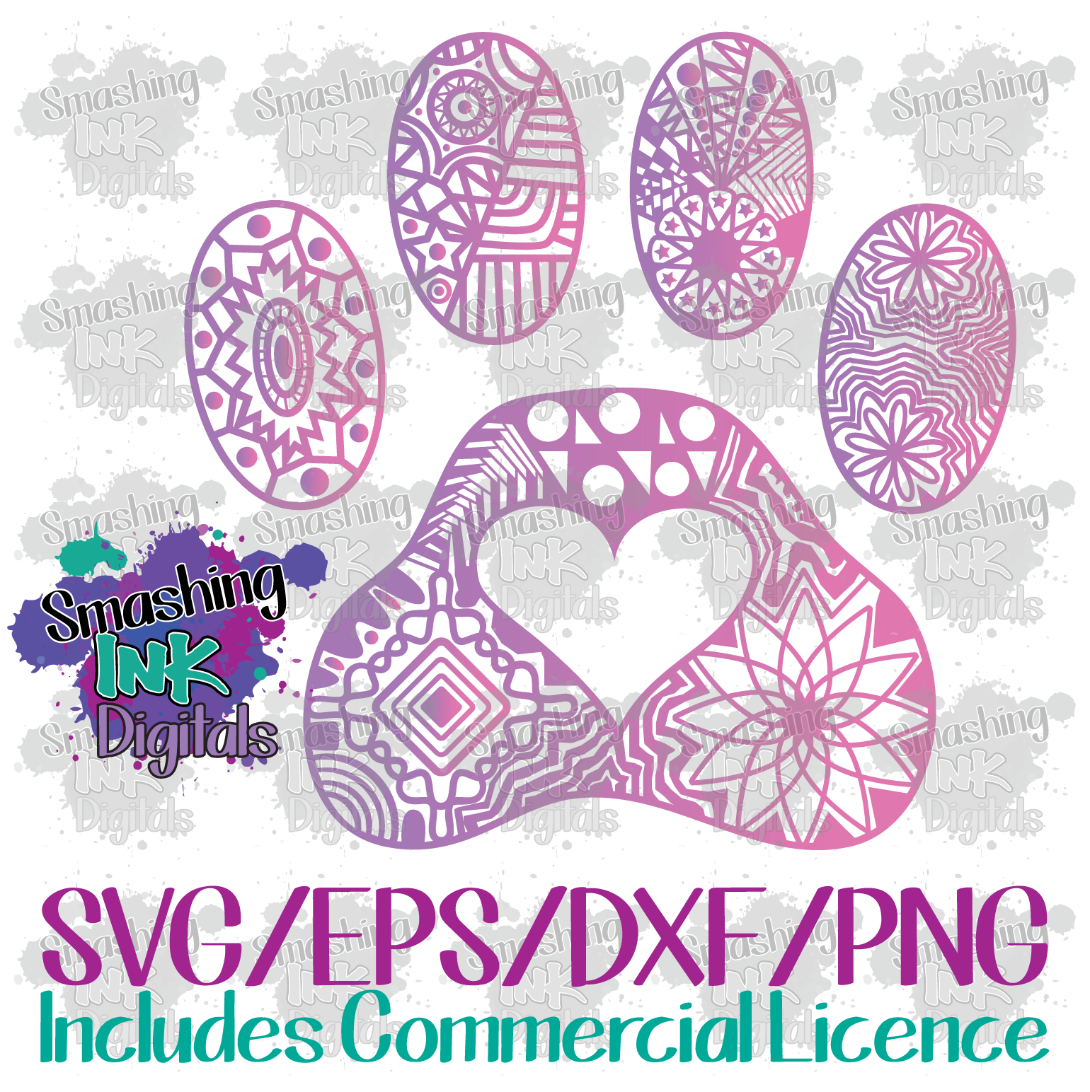 Download Paw Print Mandala Svg Cutting File Smashing Ink Vinyl