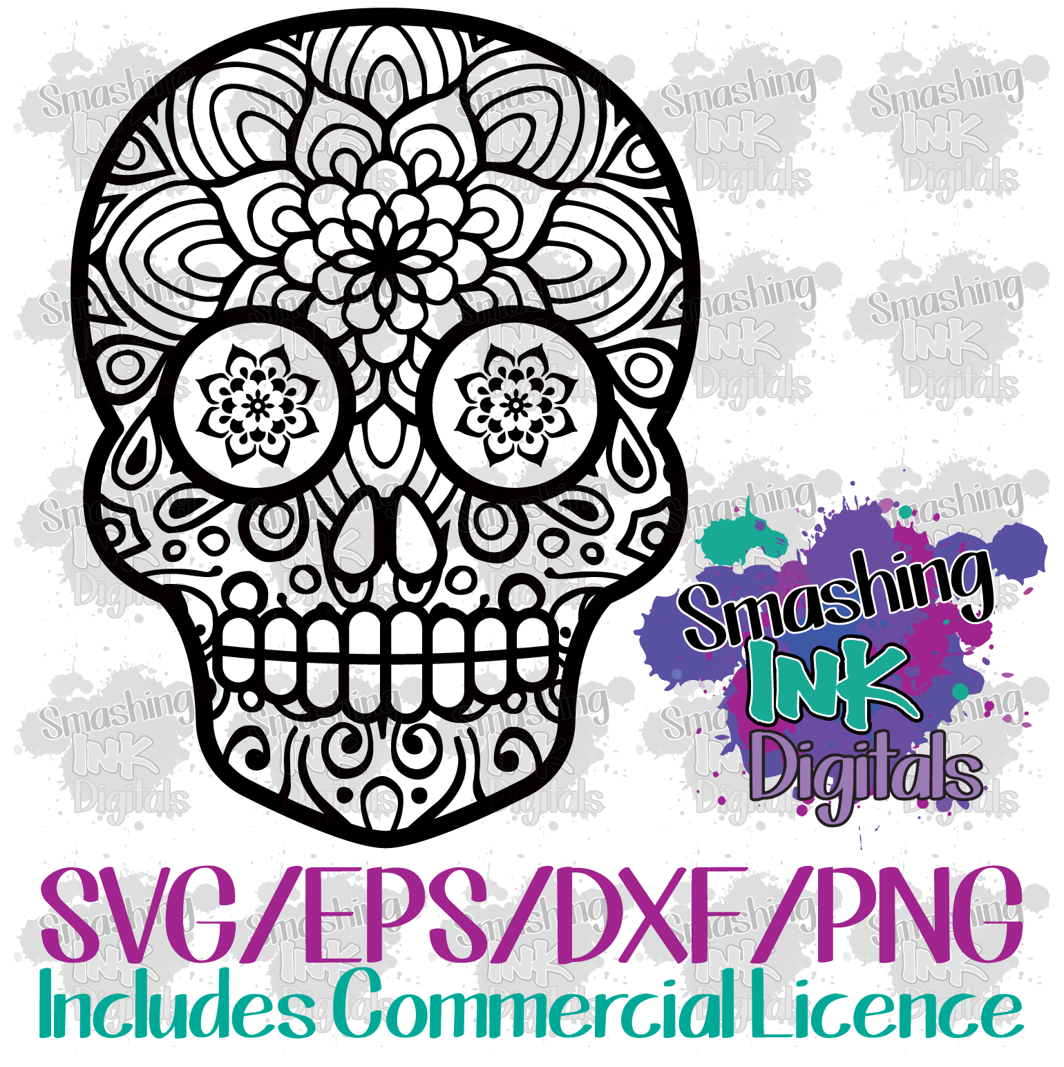 Download Mandala Sugar Skull Svg Cutting File Smashing Ink Vinyl