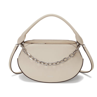 The Flor Mini Handbag is versatile and ideal for summer night outs and casual strolls. Whether you're attending a social event or taking a leisurely walk, this bag is designed to complement your style and add a trendy flair to your look. 
The bag comes with a detachable leather strap, providing flexibility in how you carry it. You can wear it with the leather strap for a classic and sophisticated look or without it for a sleek and minimalist appearance. 
In addition to the leather strap, the Flor Mini Handbag features a trendy chain short strap. This strap adds a touch of edge and fashion-forward flair to the bag's design, making it a statement piece for your summer outings. 
Color Options: 


Cream: Cream is an elegant and neutral color, offering a classic and sophisticated look. It complements various outfits and occasions, making it a versatile choice. 


Material:  Leather 
Measurements: 
Dimensions: 8.5 x 5.8 x 4 in Strap Length: 40-46.5 in 
Fulfilled by our friends at FutureBrandsGroup 
*Please Note: 

Rewards cannot be applied to this product
This item is not eligible for returns 
This item cannot be shipped outside the U.S.

