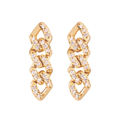 
These dazzling earrings strike just the right balance of edgy and elegant. They're subtle enough for daytime wear, but also make a statement when you want to stand out.﻿ 

Material: 18k gold plated brass and cubic zirconia

2.5 cm length

This style is part of Crystal Haze's bestselling Mexican Chain Collection. 