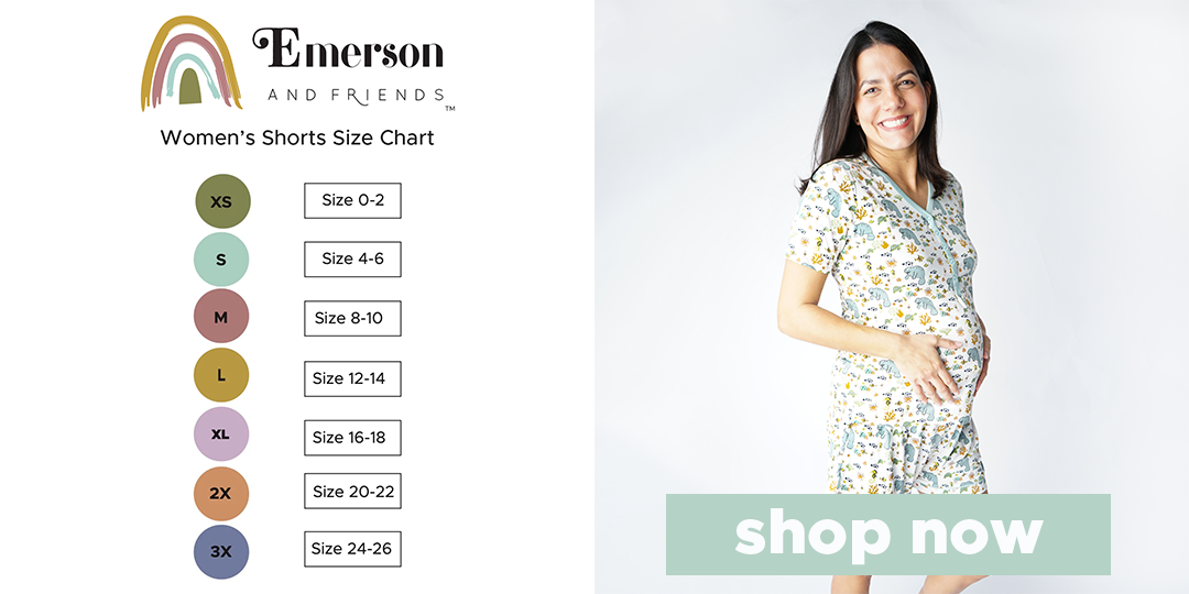 Emerson and Friends Women Bamboo Pajamas Shorts Size Chart