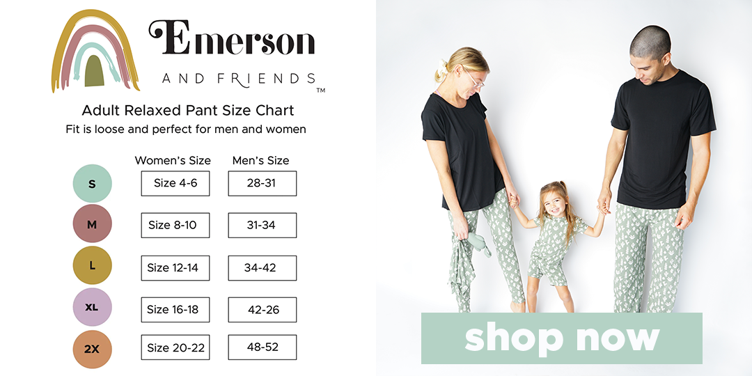 Emerson and Friends Bamboo Mens Pajamas Size Chart