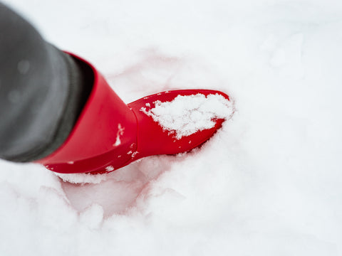 Red boot in snow