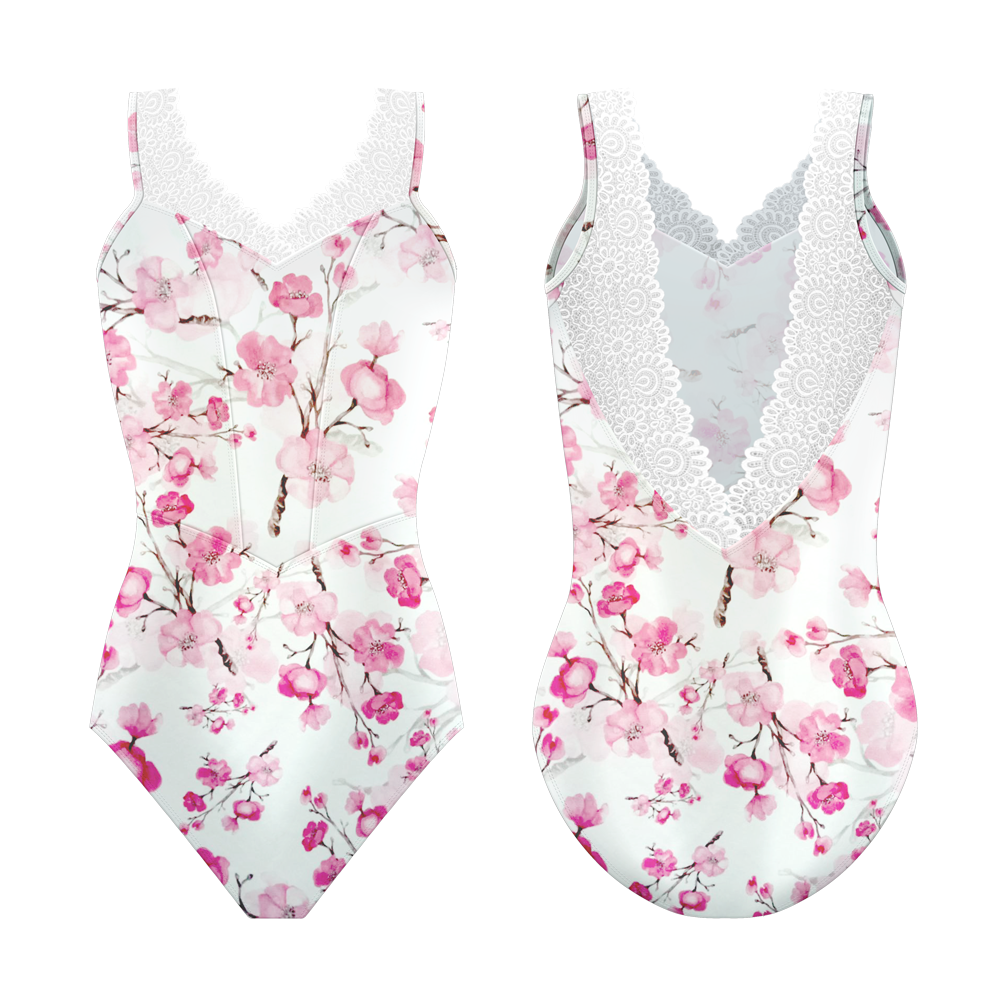 Ballet Pink and White Textured Florette Jacquard TACTEL® Split Sports Bra —  Bonnie Mode