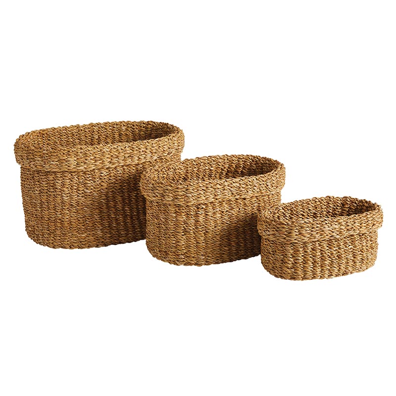 Seagrass Round Baskets - Set of 3, In increments of 2 – Bombay Mercantile